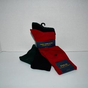 Polo Ralph Lauren Solid Dress Socks  3-Pack in Red Multi #8070PK NWT